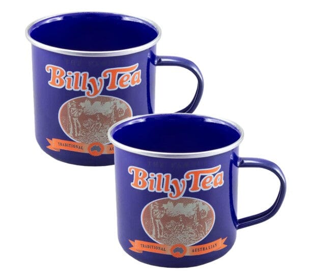 Billy Tea Enamel Mug Set Of 2 450ml - Blue Mugs - Cups & Saucers The Cooks Kitchen 