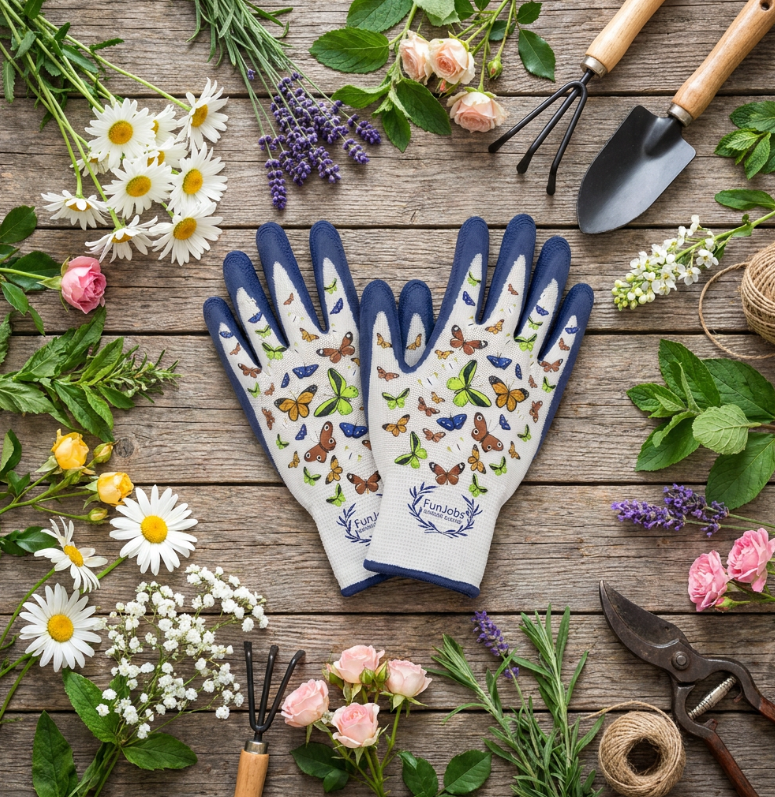Funjobs Butterfly Garden Gloves - Medium