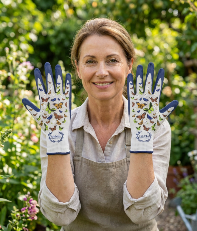 Funjobs Butterfly Garden Gloves - Medium