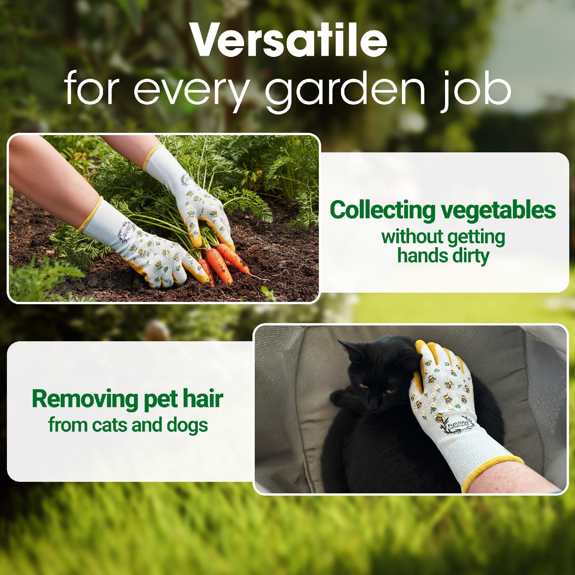 Funjobs Long Bee Garden Gloves - Medium