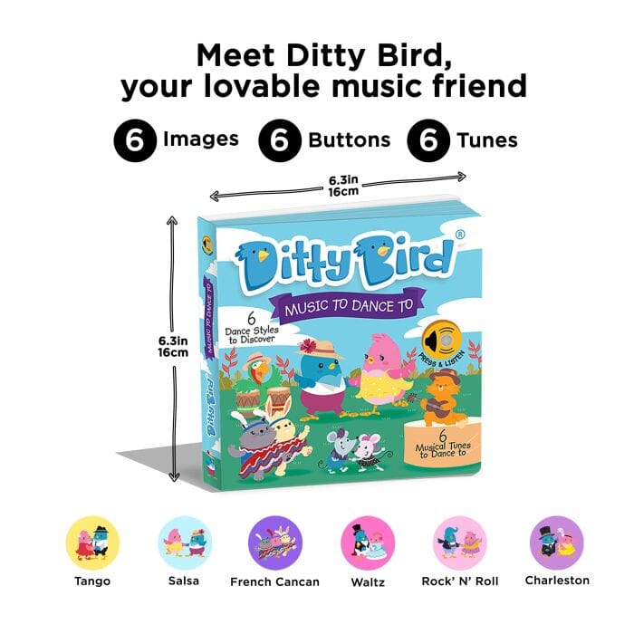 Ditty Bird Music To Dance To Multi-coloured 16x2x16cm Children's Giftware The Cooks Kitchen 