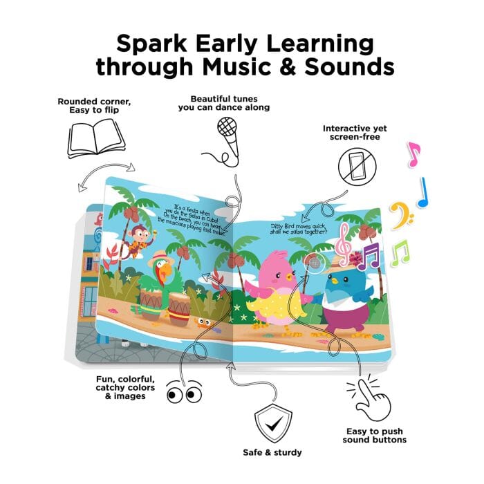 Ditty Bird Music To Dance To Multi-coloured 16x2x16cm Children's Giftware The Cooks Kitchen 