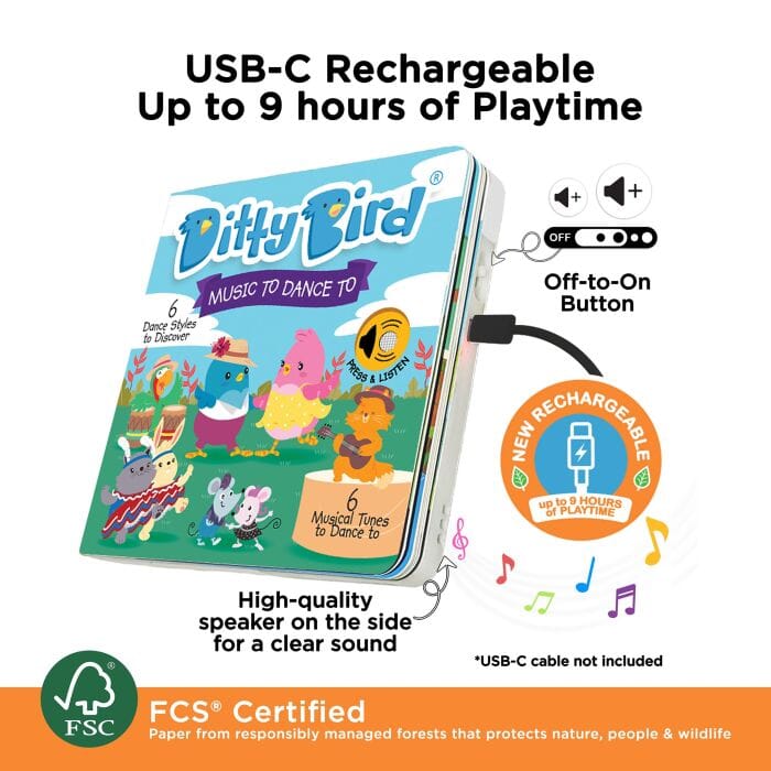 Ditty Bird Music To Dance To Multi-coloured 16x2x16cm Children's Giftware The Cooks Kitchen 