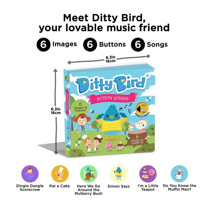 Ditty Bird Action Songs Multi-coloured 16x2x16cm Children's Giftware The Cooks Kitchen 
