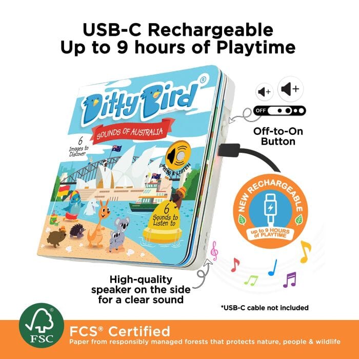 Ditty Bird Sounds Of Australia Multi-coloured 16x2x16cm Children's Giftware The Cooks Kitchen 