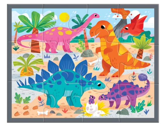 Mudpuppy Mighty Dinosaurs Pouch Puzzle 12pc