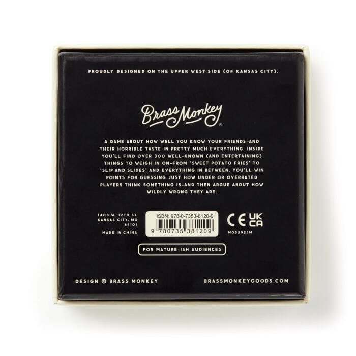 Brass Monkey Overrated/underrated Social Game Novelty Gifts The Cooks Kitchen 