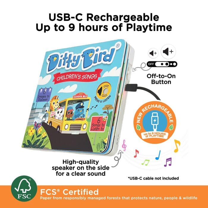 Ditty Bird Children's Songs Multi-coloured 16x2x16cm Children's Giftware The Cooks Kitchen 