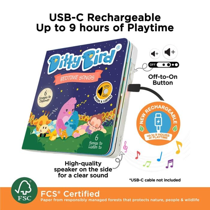 Ditty Bird Learning Songs Multi-coloured 16x2x16cm Children's Giftware The Cooks Kitchen 