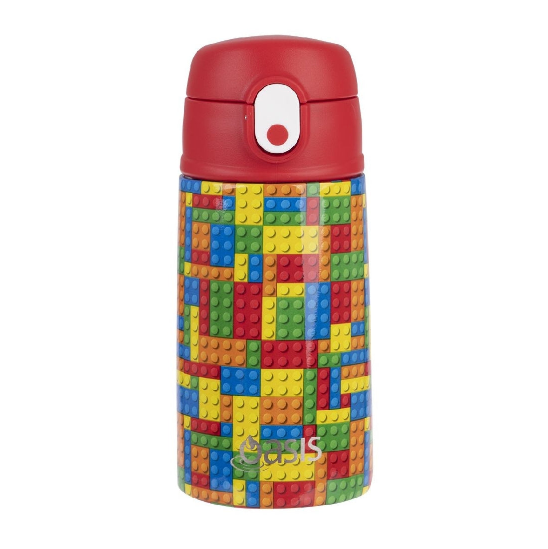 Oasis Stainless Steel Double Wall Insulated Kid's Drink Bottle W/ Sipper 400ml - Bricks