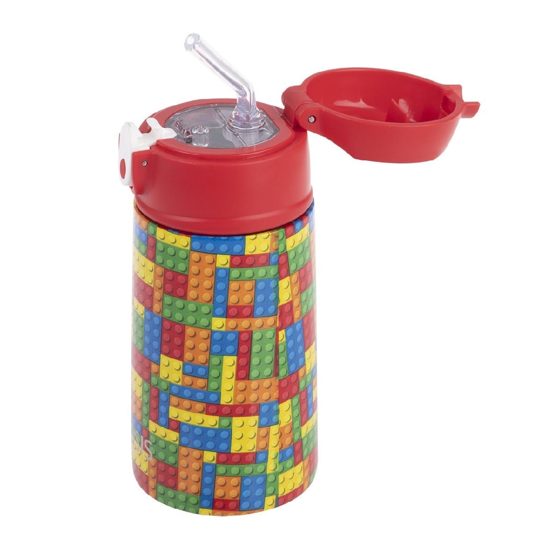 Oasis Stainless Steel Double Wall Insulated Kid's Drink Bottle W/ Sipper 400ml - Bricks