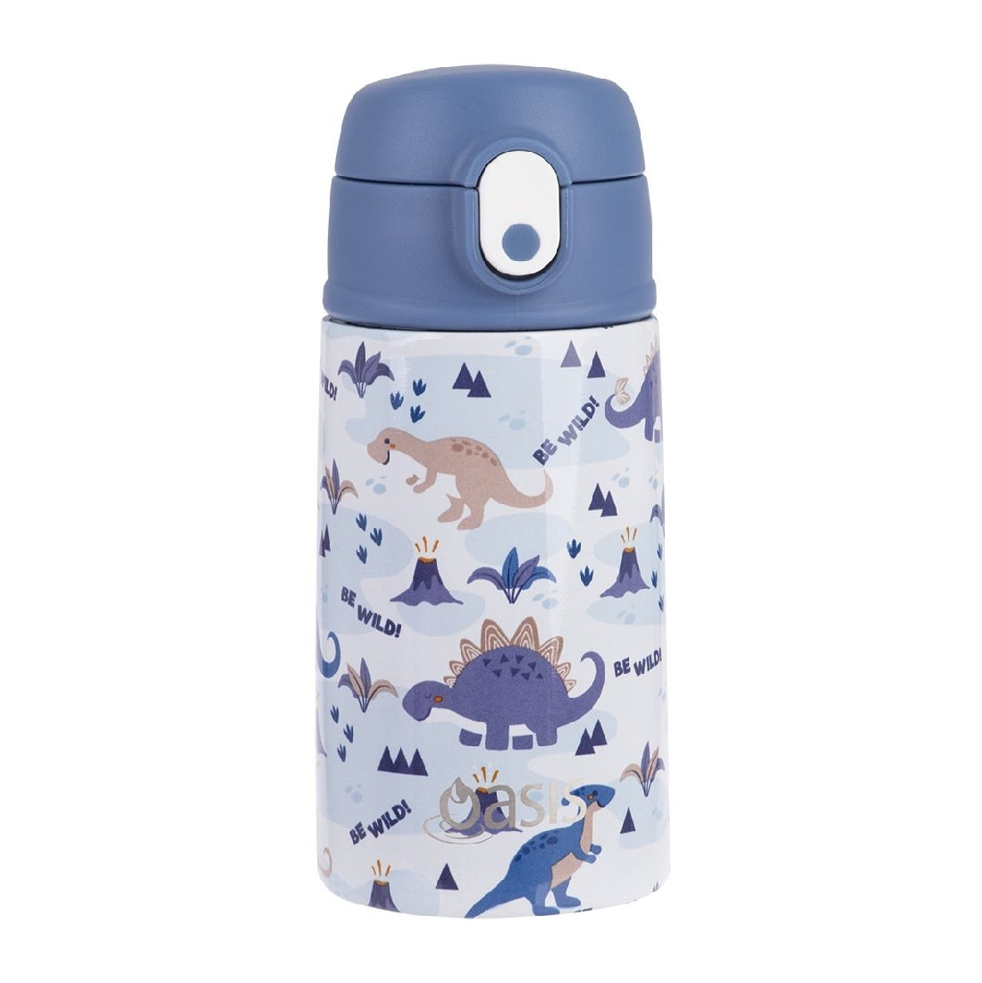 Oasis Stainless Steel Double Wall Insulated Kid's Drink Bottle W/ Sipper 400ml - Dinosaur Land