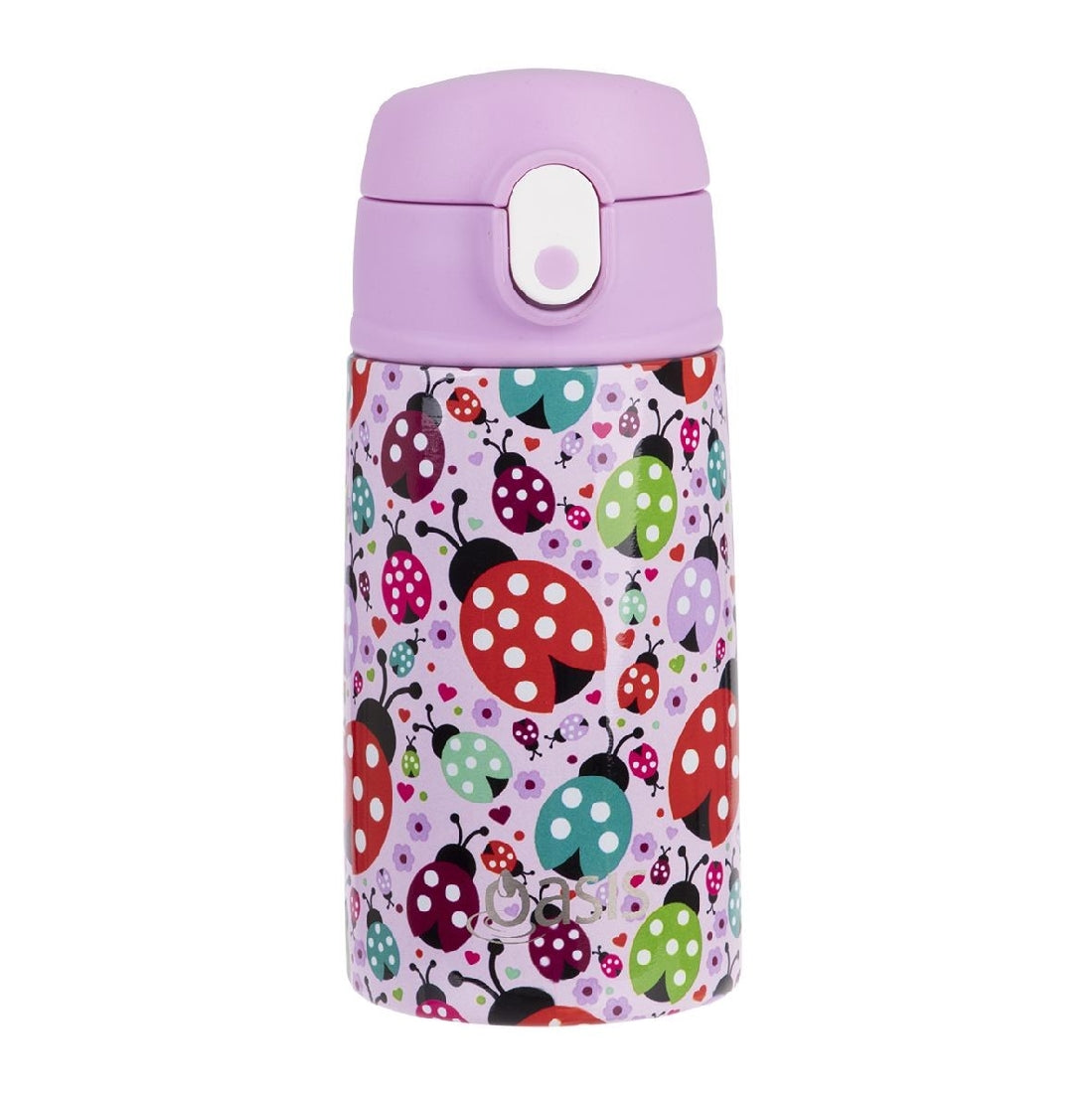 Oasis Stainless Steel Double Wall Insulated Kid's Drink Bottle W/ Sipper 400ml - Lovely Ladybugs