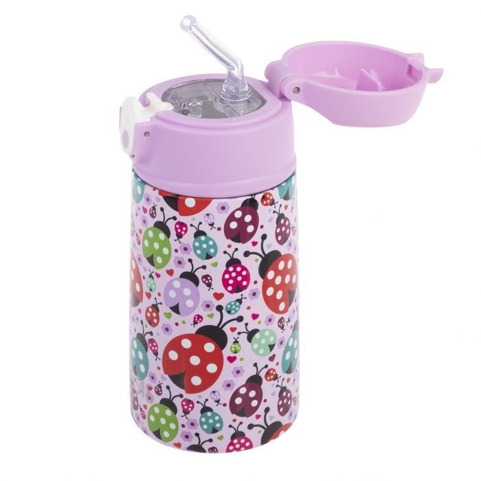 Oasis Stainless Steel Double Wall Insulated Kid's Drink Bottle W/ Sipper 400ml - Lovely Ladybugs