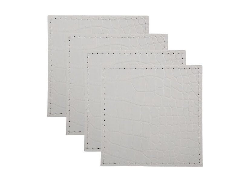 Maxwell & Williams Table Accents Leather Look Alligator Coaster 10x10cm Set Of 4 Ecru