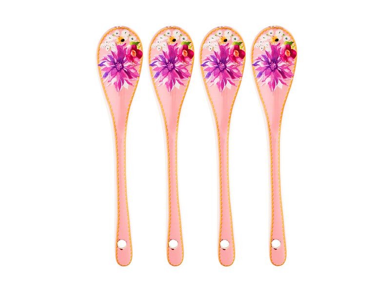 Maxwell & Williams Teas & C's Dahlia Daze Ceramic Teaspoon Set Of 4 Pink