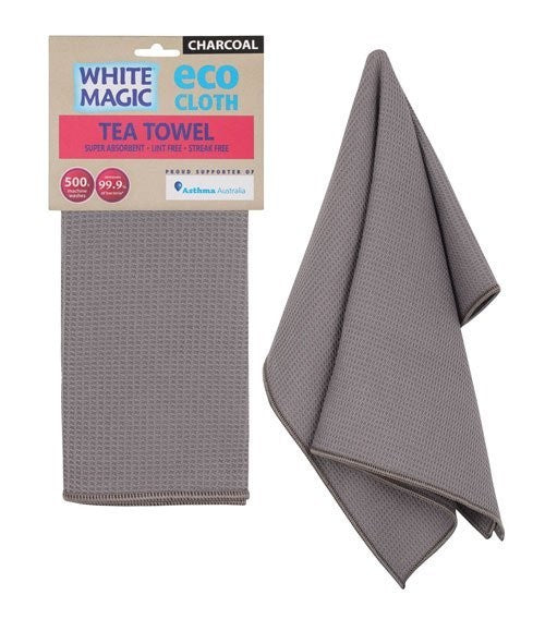 White Magic - Eco Cloth Tea Towel - Charcoal